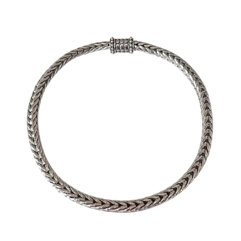 Thick Silver Foxtail Rope Chain Necklace